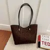 Bolso Tote Estampado de Leopardo Otoño/Invierno 2026 Encanto de Oso Lindo Gran Capacidad Bolso de Hombro Estilo Coreano para Escuela Viaje Bolso de Mano