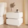 Mesa de cabeceira estilo creme couro simples moderno pequeno armário de cabeceira para quarto armário de armazenamento extremamente simples instalação gratuita integrado