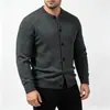 Cárdigan de punto para hombre estilo americano, cuello redondo, de un solo pecho, suéter texturizado de corte ajustado, top casual para primavera y otoño