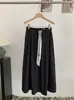 Saia Midi Lisa A-Line de Cintura Alta Semi-Elástica Omalai Estilo Simples Estilo Coreano com Cinto e Lenço 6654