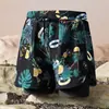 Bañadores de hombre de doble capa y corte holgado para comercio electrónico transfronterizo, anti-vergüenza, transpirables, de secado rápido, adecuados para correr, deportes y baños en aguas termales