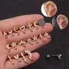 Titânio Aço Inoxidável Haste de Aço Micro-incrustado Zircon Coroa Orelha Prego Parafuso Parafuso Bola Moda Brincos Europeu e Americano Piercing Jóias