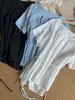 Top de lino simple de manga corta, cuello redondo, versátil, para mujer talla grande, para verano, corte holgado, adelgazante y que disimula la barriga, adecuado para mujeres petite, en blanco