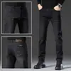 Jeans negros y grises de alta gama para hombre, nuevos para otoño e invierno 2026, corte slim fit recto elástico, pantalones casuales de negocios