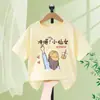 Suéter Redondo para Niños Camiseta Transpirable Cómoda para Niñas Tops Camiseta de Manga Corta Nuevo Estilo de Verano para Niños Medianos y Grandes