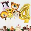 Set de Globos de Columna con Número de Cumpleaños para Niño Temática de Animales Decoraciones para Fiesta de Primer Cumpleaños de Bebé Pared de Fondo