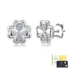 Pendientes de Plata de Ley S925 con Forma de Corazón y Trébol de Cuatro Hojas, Más Vendidos Transfronterizos, Pendientes Exquisitos de Lujo Ligero Europeo y Americano con Microincrustaciones de Alta Gama