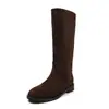 Botas de Caballero de Gamuza para Mujer Botas Altas Otoño Invierno Nuevas Punta Redonda Tacón Medio Grueso de Poner Estilo Coreano Botas Altas hasta la Rodilla Botas Individuales para Mujer