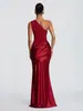 2026 Verano Nuevo Estilo Europeo y Americano Transfronterizo Vestido de Satén de un Solo Hombro sin Mangas Ajustado Largo Mermaid Bodycon