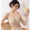 Sutiã feminino sem costura com estampa de bambu em jacquard, alças finas, com bojos fixos que permanecem no lugar, confortável, respirável, sem aro, estilo fino