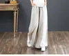 Pantalones de Mujer de Algodón y Lino Estilo Coreano Literario de Múltiples Colores de Dieciséis Colores para Primavera y Verano, Holgados, Talla Grande, Pierna Ancha, Cintura Alta, Largo hasta el Suelo, Pierna Recta