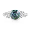 Douyin Venta Caliente Colorido Gema Fuego Artificial Flor Cortada Lenguaje Anillo Mujeres Super Brillante Diamante de Alto Carbono Bañado en Oro Real Anillo de Dedo Transmisión en Vivo Dropshipping