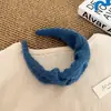Diadema de Lana Retro Perezosa de Principios de Invierno Celebridad de Internet Elegante Pinza para el Cabello Ancha en la Parte Superior de la Cabeza Diadema de Punto Plegada para Mujer