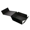 Caja Magnética Plegable Negra Personalizada, Caja de Empaque Plegable de una Pieza, Caja de Regalo para Cosméticos, Caja de Empaque para Regalo de Cumpleaños