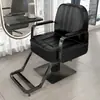 Silla de salón de peluquería para cortar, rizar y peinar, diseño popular, estilo guerrero negro, altura ajustable, giratoria y reclinable, adecuada para barberías