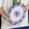 Plato para rollitos de arroz de porcelana de imitación Kaibaiya, restaurante, porcelana china azul y blanca, plato de plástico ovalado A5, vajilla de melamina