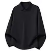 Camisa Polo de Manga Larga Suelta para Hombre Tendencia Otoño 2026 Camiseta Camiseta Cuello Solapa Capa Base Sudadera Talla Grande Ropa de Hombre