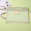 Bolsa de matéria em malha de camada dupla, bolsa de matéria portátil para estudantes, bolsa de arquivo de armazenamento e classificação respirável de nylon para provas e deveres de casa