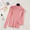 Outono e Inverno Novo Estilo Coreano Cor Sólida Suéter Básico Tricô para Mulheres Emagrecedor Suéter de Gola Alta para Mulheres