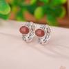 Yilu Plata S925 Plata Esterlina Jaspe de Hotan Rojo del Sur Hoja de Sauce Fideos de Huevo Retro Moda China Nueva Aretes Elegantes Clip para la Oreja