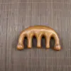 Pente de Massagem de Sândalo Dourado Couro Cabeludo Cinco Dentes Cabeça Redonda Pente Meridiano Corpo Universal Acuponto Pente de Massagem de Sândalo Atacado