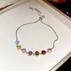 Pulsera redonda ajustable de circón de color, pulsera de lujo ligero, de alta gama, a la moda, exquisita, joyería con temperamento Joker, venta al por mayor