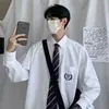 Camisa Branca de Manga Longa para Homem, Estilo College Japonês, Fresca e Simples, Solta na Moda, Uniforme Dk da Turma