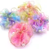 Infantil Dia das Crianças Festivo Feriado Renda Pérola Tiara Cabelo Bola Fofa Cabeça Gaze de Neve com Contas Acessórios de Cabelo Flor Doce Cabeça