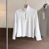Nuevo Jersey Polar Elástico Versátil de Color Sólido con Media Cremallera para Mujer 13720
