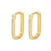 Nuevos Pendientes Ovalados Incrustados con Diamantes para Mujer de Grado, Lujo Accesible Francés, Estilo Ins de Gama Alta, Pendientes Geométricos Versátiles en Forma de U