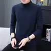 Camiseta Masculina Gola Alta 2023 Outono e Inverno Cor Sólida Manga Longa Camisa Base Gola Alta Slim Fit All-match Forro