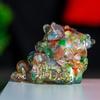 [Artículo Caliente de Transmisión en Vivo] Adorno de Sapo Dorado de Tres Patas Acostado Relleno de Resina Adorno de Cristal Natural