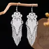 [Selección Premium] Pendientes Estilo Étnico de Minorías Vintage con Plata de Minorías Étnicas, Pendientes Largos Colgantes Florales Estilo Bohemio Único