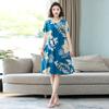 Camisón de Verano para Mujeres de Mediana Edad y Ancianas, Pijama de Algodón Seda para Madres, Camisón Delgado de Manga Corta, Ropa de Casa Holgada de Algodón Artificial