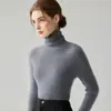 Suéter de cuello alto para mujer 2026 con ribete de volantes, top de punto acanalado ajustado, adecuado para el trabajo, estilo delicado, capa interior para mujer