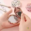 Espejo de Plástico, Espejo de Maquillaje Plegable, Espejo Portátil de Viaje, Espejo de Doble Cara abatible, Espejo Pequeño de Flor de Rosa, Espejo Mini Portátil
