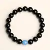 Pulseira de Água-Marinha Colecionável da Montanha Putuo Obsidiana Natural Pulseira de Cristal Elemento Água Cinco Elementos Presente Masculino Atacado