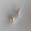 Brincos de Diamante Cravejados com Zircônia e Pérola Shijia em Prata de Lei S925 para Mulheres Ins Nicho Acessível Luxo Brincos Exquisitos Brincos de Alta Qualidade