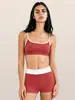 Bikini de dos piezas transfronterizo europeo y americano, estilo deportivo con parte inferior de corte recto, diseño de rayas de alta gama, adecuado para surf en la playa, con almohadillas en el pecho