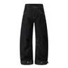 Pantalones vaqueros de hombre estilo high street con silueta curva, costuras distintivas, plisados, pernera recta holgada tipo guadaña