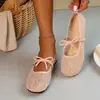 Estoque grande de produtos prontos~ Dropshipping e etiquetagem disponíveis! Sapatos de salto baixo com laço francês para mulheres, sapatilhas Mary Jane respiráveis de malha