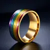 Anillo de acero de titanio nicho alta gama lujo no se decolora estilo transfronterizo ins personalidad retro cool arcoíris unisex