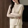 Chaleco Suéter Sin Mangas para Mujer, Nuevo Estilo Primavera y Otoño, Cuello en V de Lana, Chaleco de Punto Brillante, Ropa de Abrigo para Invierno