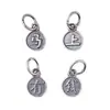 Colgante Redondo de Plata de Ley S925 con Pequeño Texto "Riqueza Instantánea", Mini Accesorio para Pulsera de Cristal DIY, Diseño "Riqueza Instantánea"