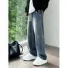 Jeans elásticos de talla grande para hombre, pantalones de pierna recta para primavera y otoño, holgados y versátiles, nuevos pantalones de moda estilo americano y de Hong Kong