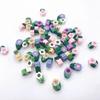 100 cuentas de cerámica blanda con forma de ponche de frutas de dibujos animados, rebanada de cerámica blanda con cara sonriente, cuentas sueltas para pendientes, joyería, pulsera, accesorios con cuentas