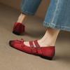 Zapatos Mary Jane de Piel de Oveja Plateada Galaxy Agrietada Otoño 2025 Agujero Redondo Doble Botón Lazo Piel Genuina Zapatos Personalizados para Mujer
