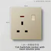 Tomada de Interruptor de Corrente de Comércio Exterior Padrão Britânico Dourado Fosco Uma Aberta 13A Multifuncional Cinco Furos USB Tomada Europeia Interruptor 25A