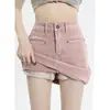 Nueva falda corta de mezclilla para mujer, verano, delgada, 2023, cintura alta, pantalones cortos, falda pantalón línea A, falda tubo anti-exposición, venta al por mayor