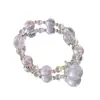 Colgante de Cristal Rosa Natural de Forma Irregular con Diseño Original, Pulsera Delicada de Cristal Transparente con Forma de Oso